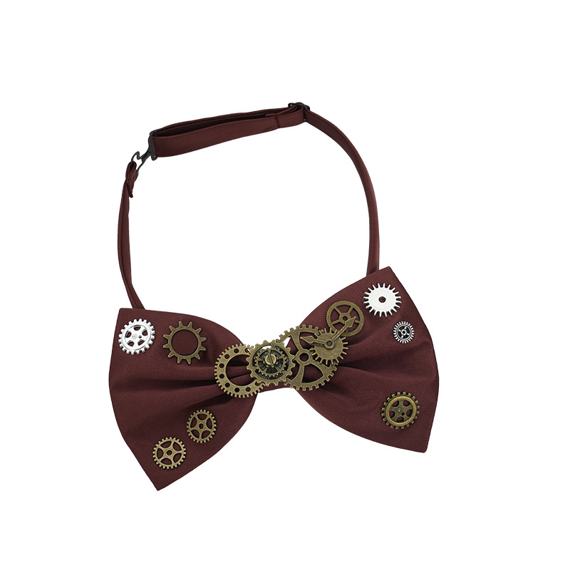 Ανδρικό παπιγιόν με μεταλλικό μοτίβο γραναζιών, στυλ επίπεδης κεφαλής, διακόσμητικό κόσμημα, σχήμα κέρατος, επένδυση πολυεστέρα