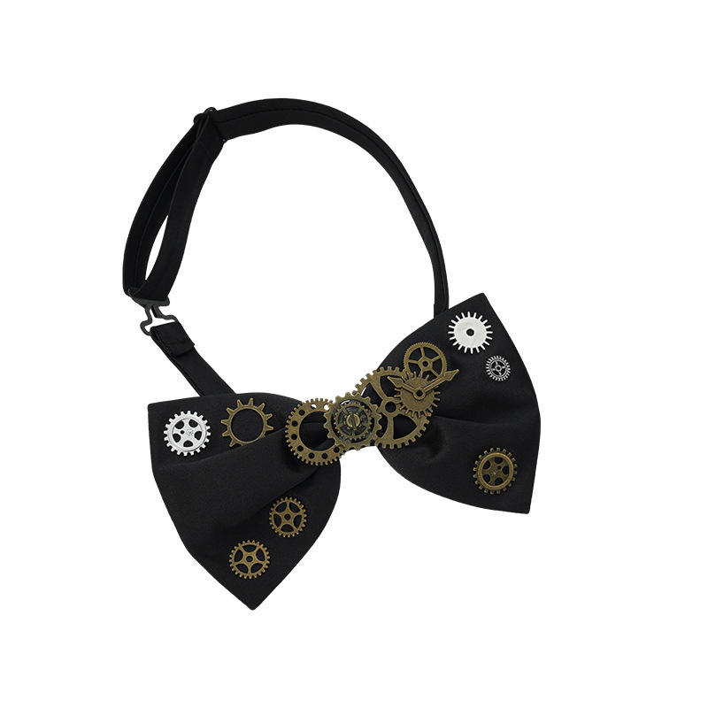 Ανδρικό παπιγιόν με μεταλλικό μοτίβο γραναζιών, στυλ επίπεδης κεφαλής, διακόσμητικό κόσμημα, σχήμα κέρατος, επένδυση πολυεστέρα