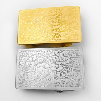 Férfiaknak rozsdamentes acél automata övcsat, téglalap alakú, fogak nélküli zárás, lyukak nélkül, testreszabható