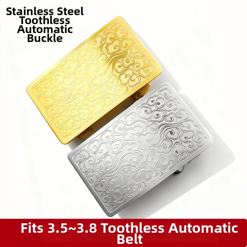 Férfiaknak rozsdamentes acél automata övcsat, téglalap alakú, fogak nélküli zárás, lyukak nélkül, testreszabható