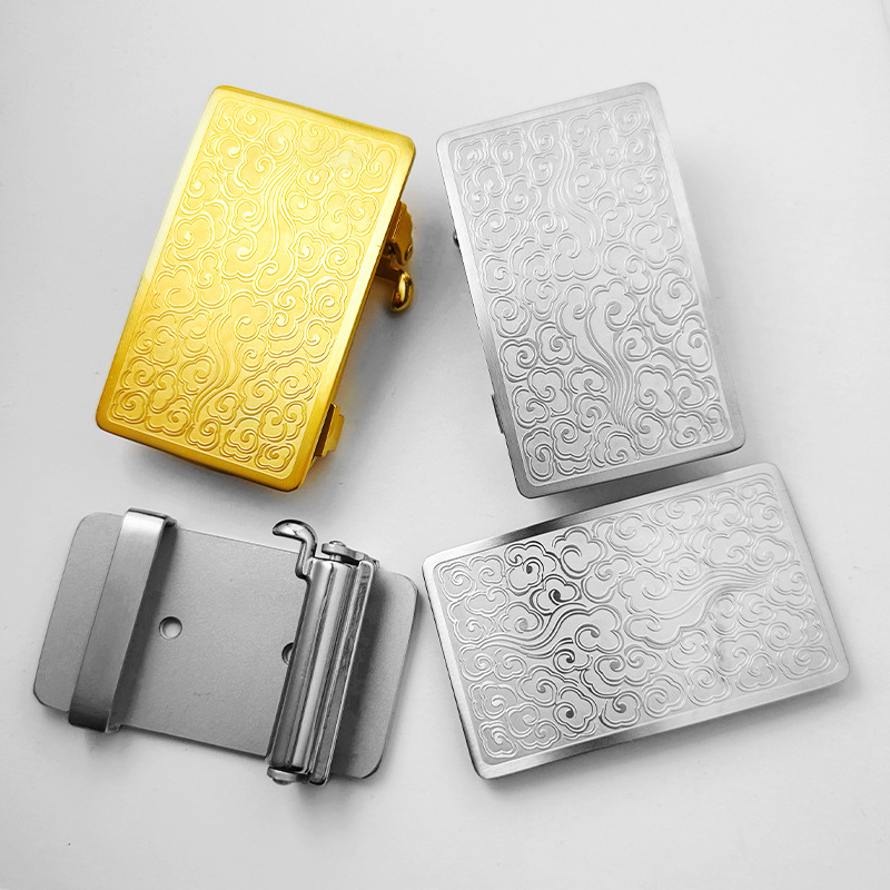 Férfiaknak rozsdamentes acél automata övcsat, téglalap alakú, fogak nélküli zárás, lyukak nélkül, testreszabható