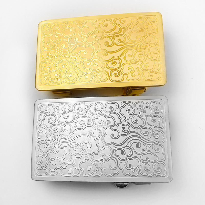 Férfiaknak rozsdamentes acél automata övcsat, téglalap alakú, fogak nélküli zárás, lyukak nélkül, testreszabható