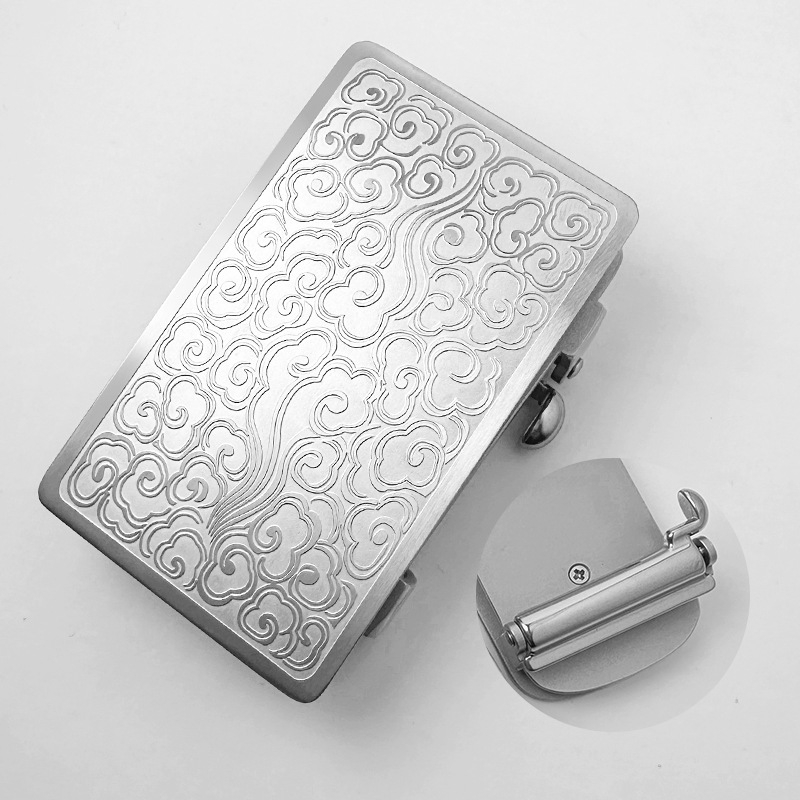 Férfiaknak rozsdamentes acél automata övcsat, téglalap alakú, fogak nélküli zárás, lyukak nélkül, testreszabható