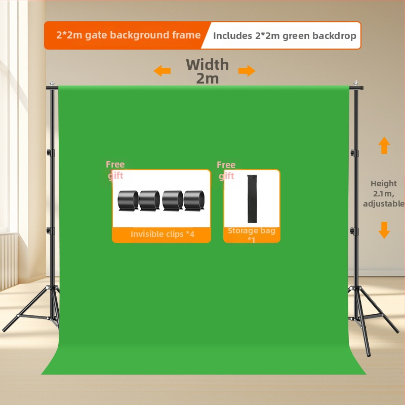 Portatīvs chroma key fona statīvs ar teleskopisku atbalstu un fona audumu studijai
