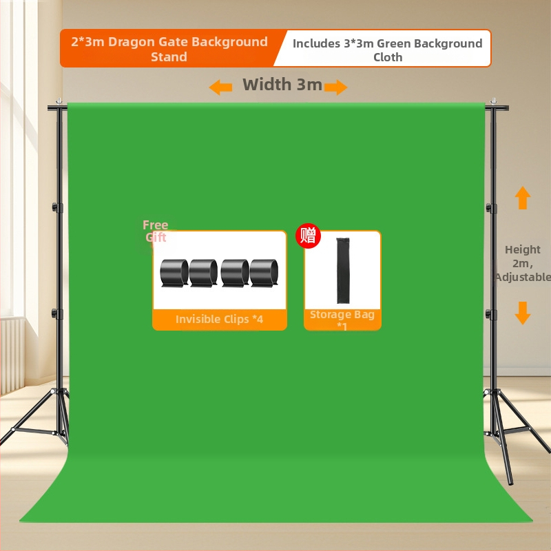 Portatīvs chroma key fona statīvs ar teleskopisku atbalstu un fona audumu studijai