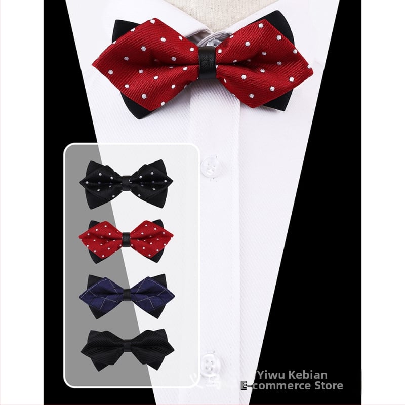 Διπλό φιογκάκι γραβάτας, ακρυλικό, φλοράλ μοτίβο, μυτερή άκρη, ανδρικό επαγγελματικό στυλ.