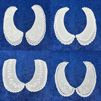 Odvojiva ovratnica s šivanom od mliječne svile, cvjetni motiv, dvostruki sloj, modni dodatak