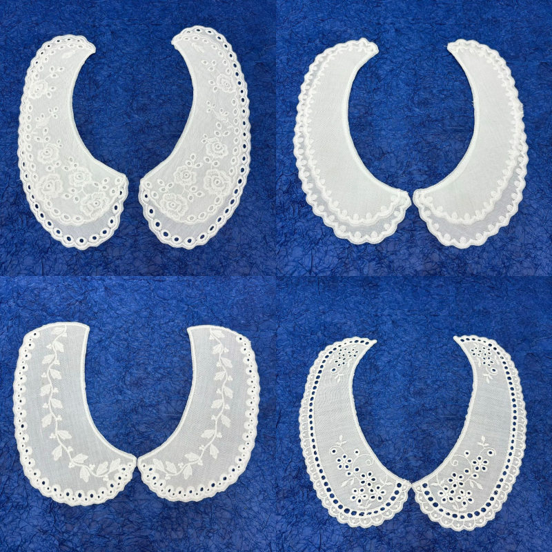 Odvojiva ovratnica s šivanom od mliječne svile, cvjetni motiv, dvostruki sloj, modni dodatak