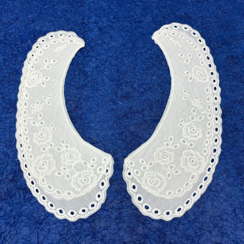 Odvojiva ovratnica s šivanom od mliječne svile, cvjetni motiv, dvostruki sloj, modni dodatak