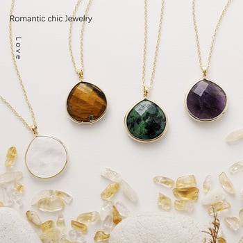 Kaklarota ar labradoritīgu ar ūdens piliens formas kulonu, franču stila dizains, oriģinālais dizains