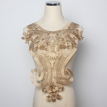 Ovratnik od čipke s cvjetnim detaljem za haljine — poliester, ukrasni izrez dekoltea, pogodno za večernje i vjenčane haljine