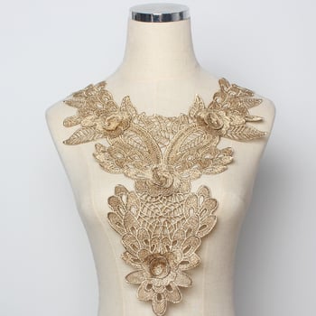 Ovratnik od čipke s cvjetnim detaljem za haljine — poliester, ukrasni izrez dekoltea, pogodno za večernje i vjenčane haljine