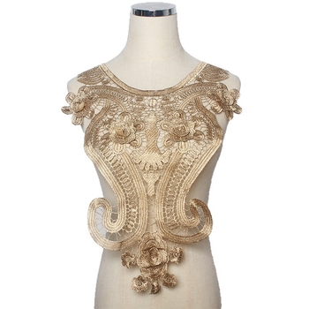 Ovratnik od čipke s cvjetnim detaljem za haljine — poliester, ukrasni izrez dekoltea, pogodno za večernje i vjenčane haljine