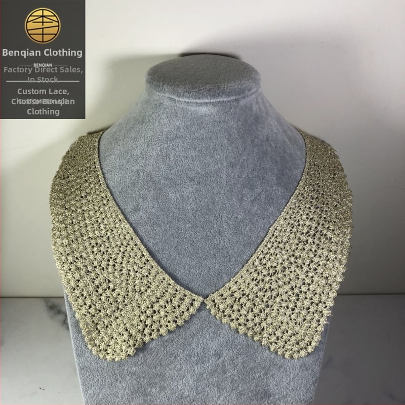 Vandens tirpi žiedas apykaklei — auksinio ir sidabrinio vielos dekoro aksesuaras moterims marškinėliams (Benqian Clothing)