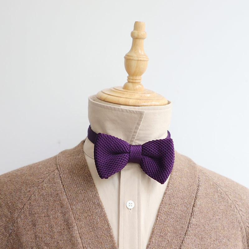 Γραβάτα με φιόγκο, υπερστενό πλάτος, μίγμα πολυεστέρα, μονοχρωματικό μοτίβο, ανδρικό πλεκτό