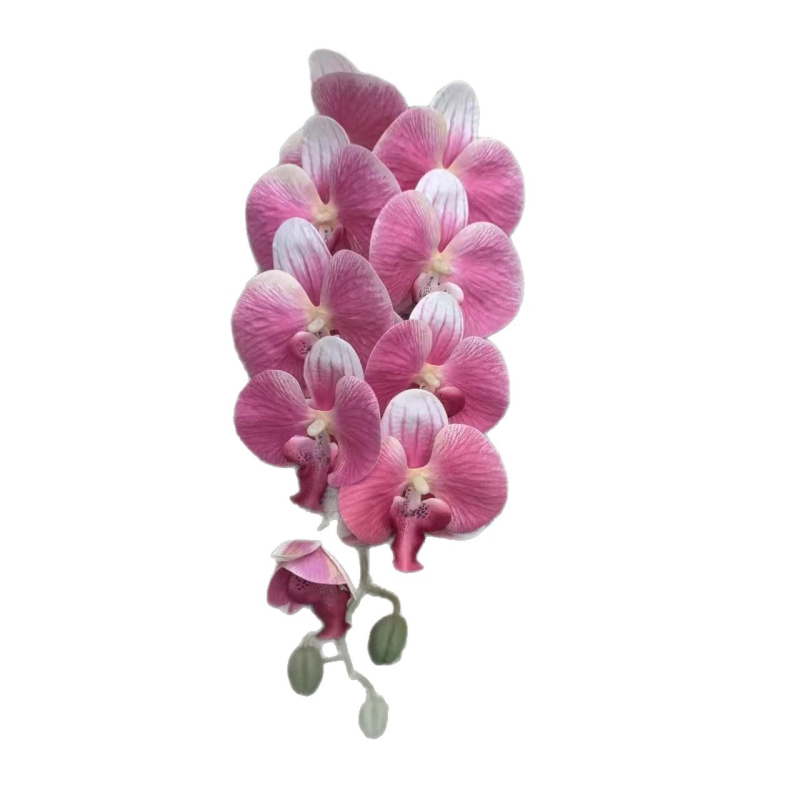 9-glava Phalaenopsis orhideja, 3D ispis s reljefom, plast i svileno cvijeće za svadbenu dekoraciju, rekviziti za fotografiranje i kućnu dekoraciju
