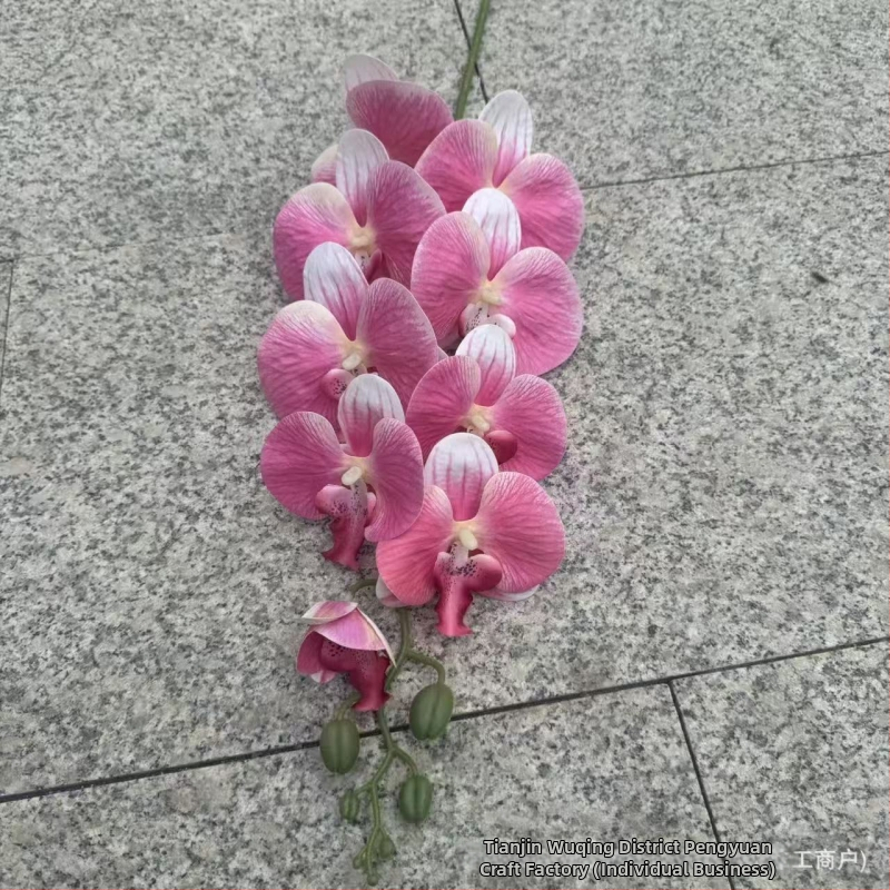 9-hlavá Phalaenopsis umelecká orchidea — 3D tlačená textúra, plastové a hodvábne kvety, svadobná dekorácia, domáce dekorácie, rekvizita na fotografovanie