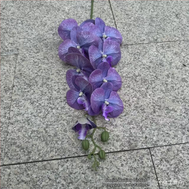 9-hlavá Phalaenopsis umelecká orchidea — 3D tlačená textúra, plastové a hodvábne kvety, svadobná dekorácia, domáce dekorácie, rekvizita na fotografovanie