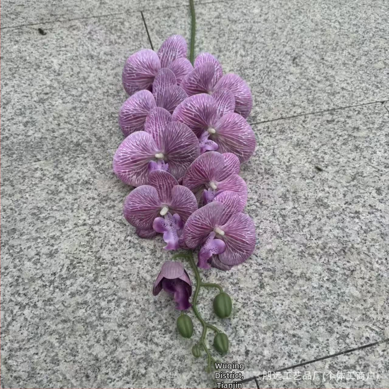 9-hlavá Phalaenopsis umelecká orchidea — 3D tlačená textúra, plastové a hodvábne kvety, svadobná dekorácia, domáce dekorácie, rekvizita na fotografovanie