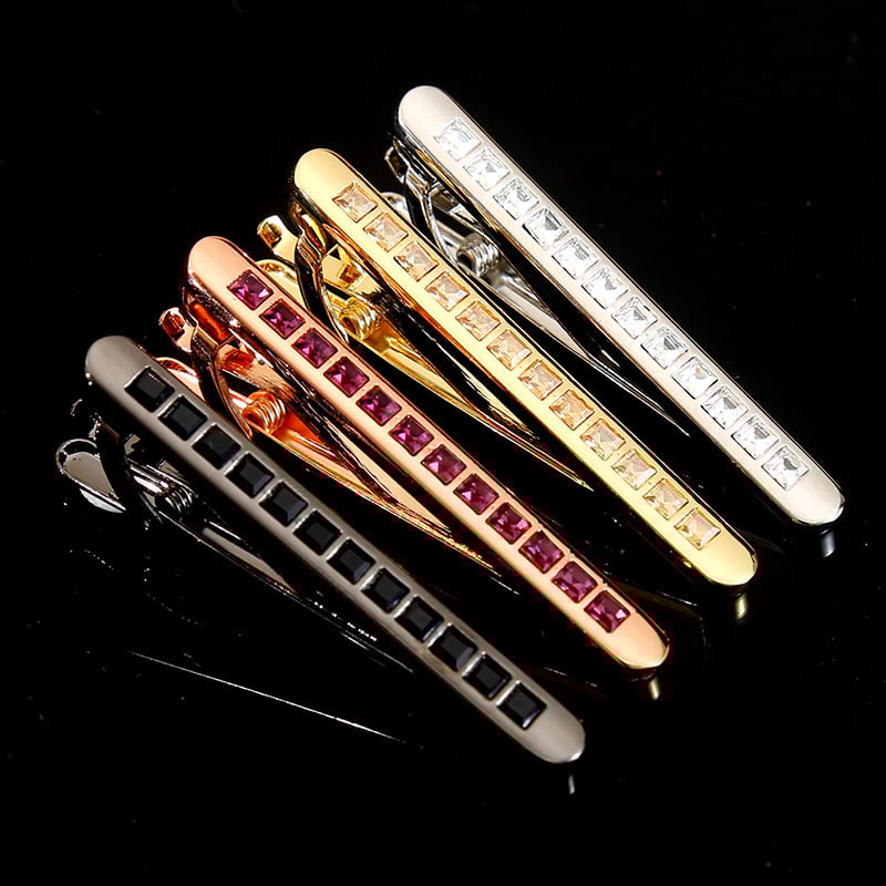 Nyakkendőkapocs - réz, gyémántos kivitel, geometriai pontmintázat, lapos fejű, uniszex