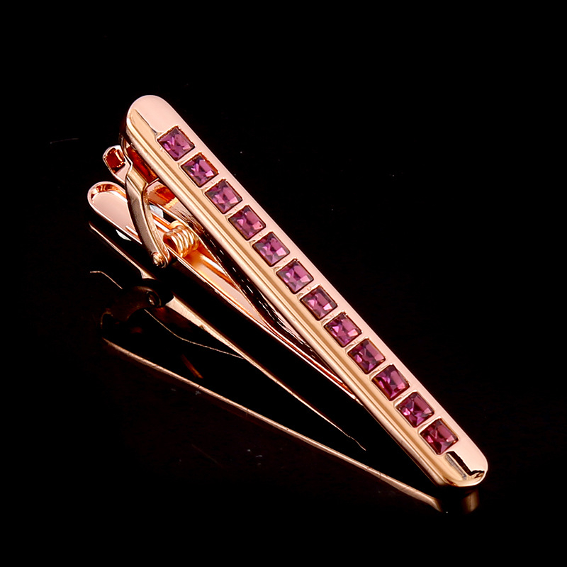 Nyakkendőkapocs - réz, gyémántos kivitel, geometriai pontmintázat, lapos fejű, uniszex