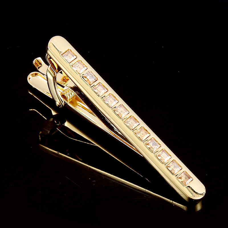 Nyakkendőkapocs - réz, gyémántos kivitel, geometriai pontmintázat, lapos fejű, uniszex