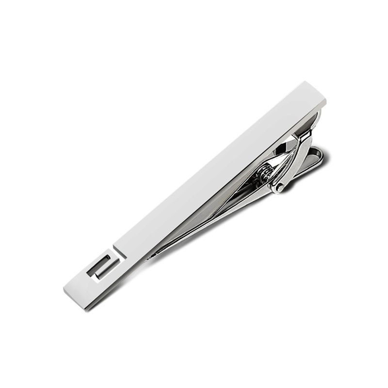 Férfi nyakkendőcsat rézből, síkfejű, geometriai dizájn, elektroplatált felület