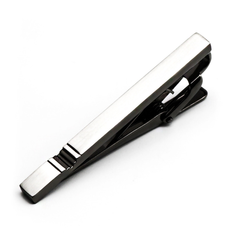 Sárgaréz nyakkendő-klipsz, geometrikus téglalap alakú mintázat, sík fej, férfiak számára, egyszerű gallérklipsz