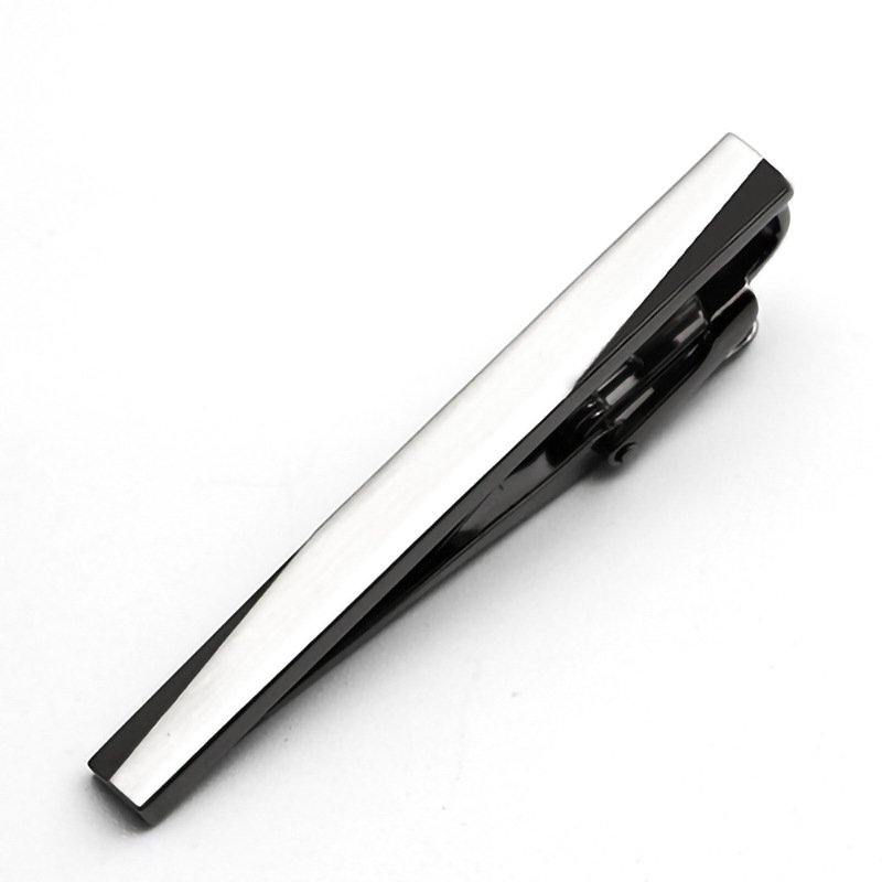 Sárgaréz nyakkendő-klipsz, geometrikus téglalap alakú mintázat, sík fej, férfiak számára, egyszerű gallérklipsz