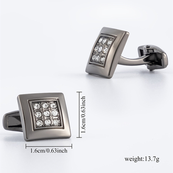 Mandzsetta- és nyakkendőklipsz készlet, geometriás négyzetes forma, kristályokkal díszített gyémántok, ötvözet, uniszex, egyszerű stílus