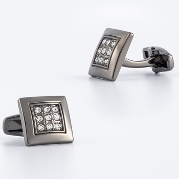 Mandzsetta- és nyakkendőklipsz készlet, geometriás négyzetes forma, kristályokkal díszített gyémántok, ötvözet, uniszex, egyszerű stílus