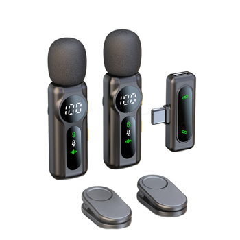 Bezvadu lavalier mikrofons L02s, Bluetooth 5.2, 20 Hz–20 kHz, SNR ≥60 dB, darba laiks 6–8 stundas