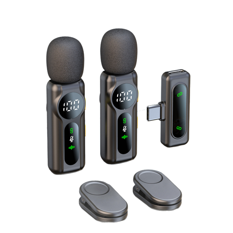 Bezvadu lavalier mikrofons L02s, Bluetooth 5.2, 20 Hz–20 kHz, SNR ≥60 dB, darba laiks 6–8 stundas