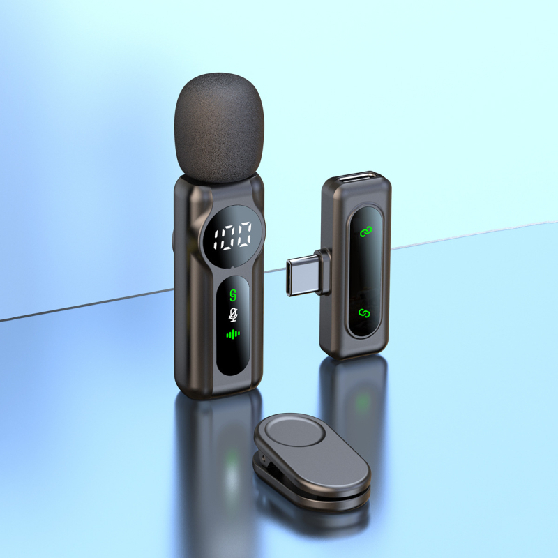 Bezvadu lavalier mikrofons L02s, Bluetooth 5.2, 20 Hz–20 kHz, SNR ≥60 dB, darba laiks 6–8 stundas