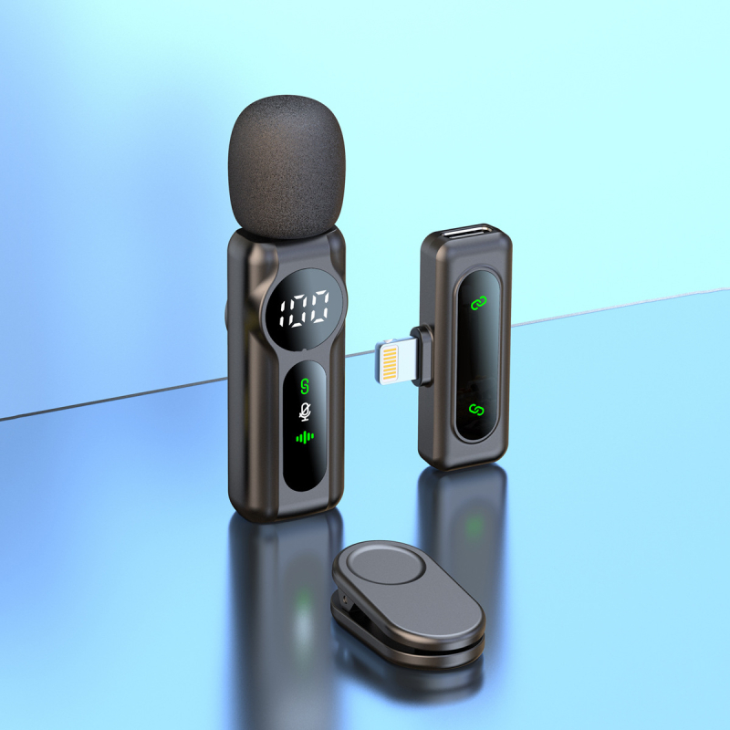 Bezvadu lavalier mikrofons L02s, Bluetooth 5.2, 20 Hz–20 kHz, SNR ≥60 dB, darba laiks 6–8 stundas