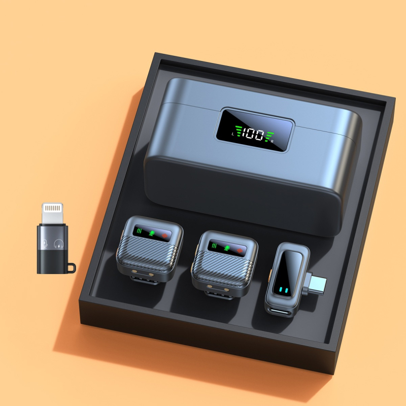 Lavaliera mikrofons tiešraidei, modelis B18, iebūvēta akumulatora jauda 300–500 mAh, frekvenču diapazons 20 Hz–20 kHz, SNR ≥70 dB, akumulatora darbības laiks 6–8 stundas