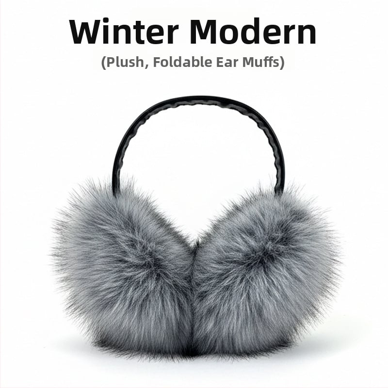 Plush Foldable Ear Muffs για γυναίκες, μονοχρωμικό σχέδιο, κορεατικό απλό στυλ, διατηρούν τη θερμότητα τον χειμώνα, την άνοιξη και το φθινόπωρο
