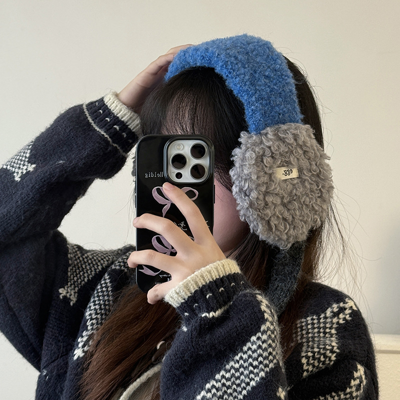 Ženski plišani zaštitnici za uši s vezivanjem, zimski Fair Isle stil