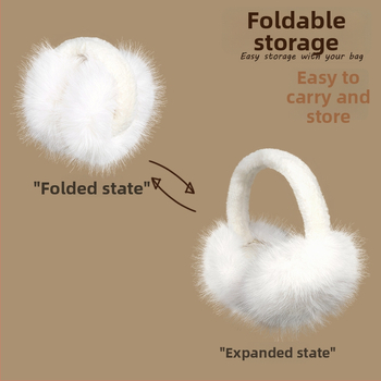 Earmuffs z umelej kožušiny zaja pre dospelé ženy, teplé a vetruodolné na zimu, jednofarebný vzor