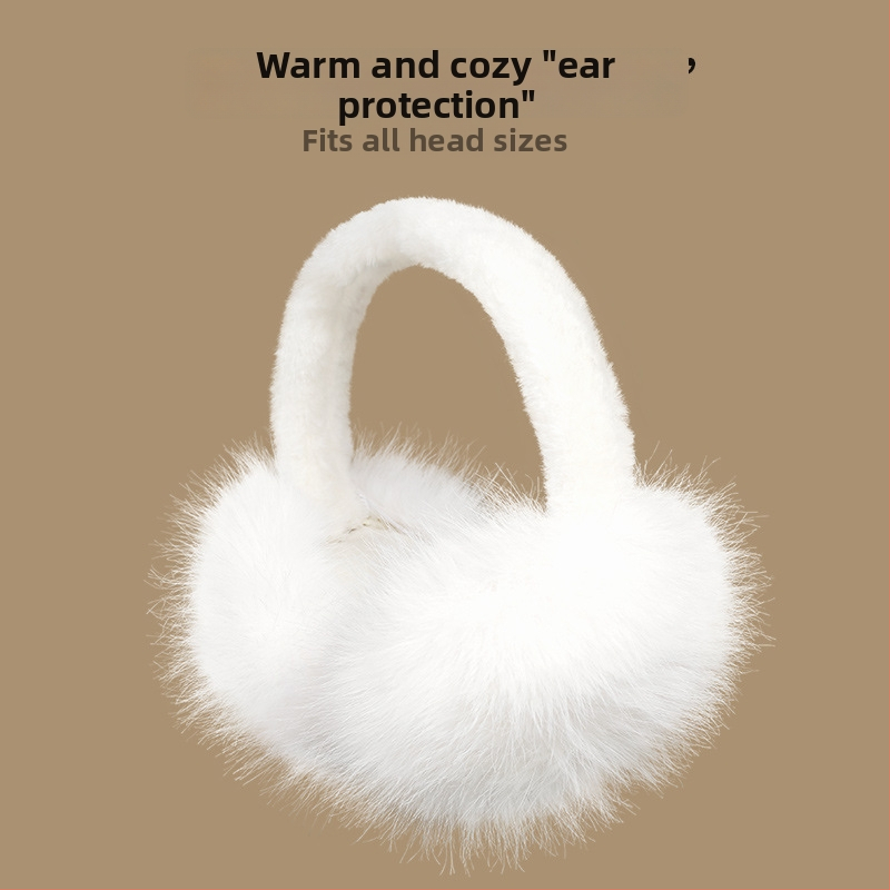 Earmuffs z umelej kožušiny zaja pre dospelé ženy, teplé a vetruodolné na zimu, jednofarebný vzor