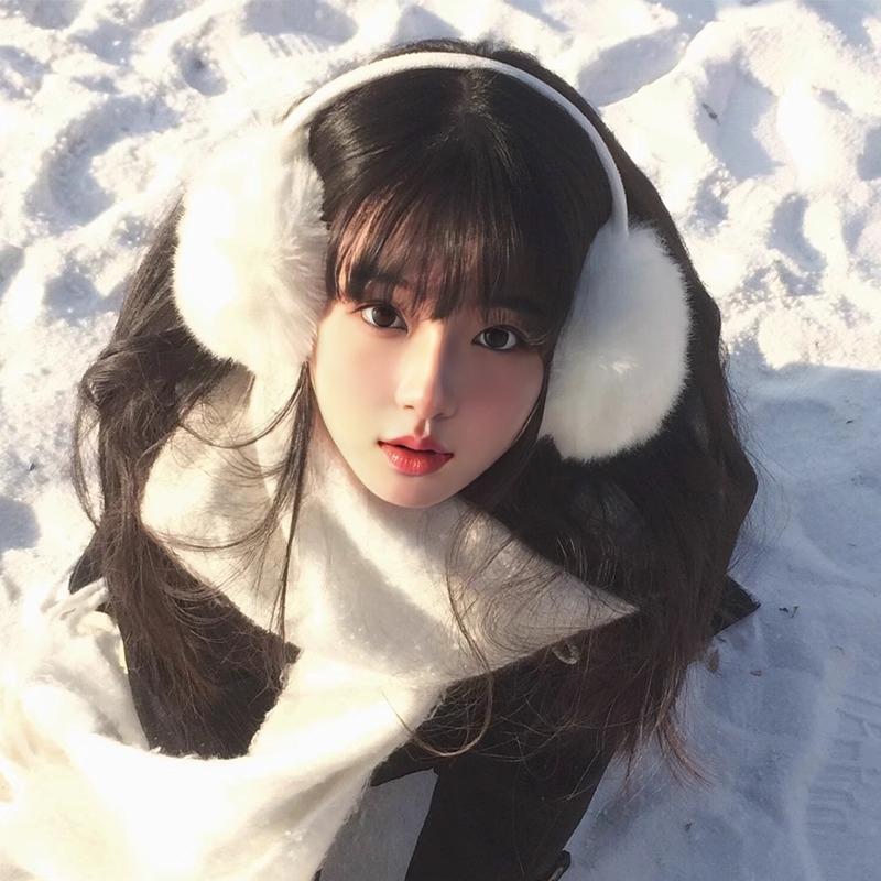 Earmuffs z umelej kožušiny zaja pre dospelé ženy, teplé a vetruodolné na zimu, jednofarebný vzor