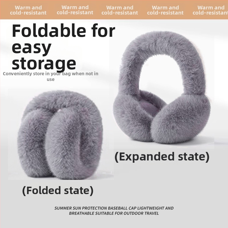 Earmuffs z umelej kožušiny zaja pre dospelé ženy, teplé a vetruodolné na zimu, jednofarebný vzor