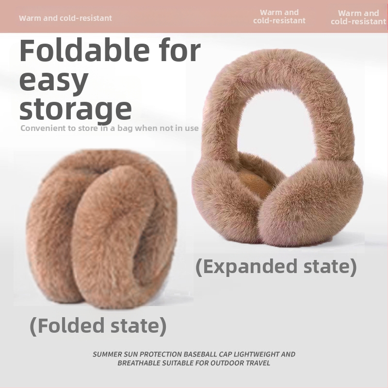 Earmuffs z umelej kožušiny zaja pre dospelé ženy, teplé a vetruodolné na zimu, jednofarebný vzor