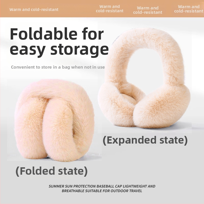 Earmuffs z umelej kožušiny zaja pre dospelé ženy, teplé a vetruodolné na zimu, jednofarebný vzor