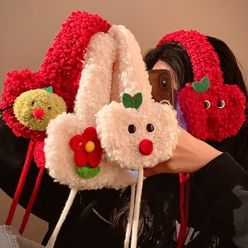 Βελούδινα προστατευτικά για τα αυτιά με σχέδιο καρτούν, κορεατικό street style, διατηρούν τη ζέστη σε εξωτερικούς χώρους τον χειμώνα (unisex ενήλικες)