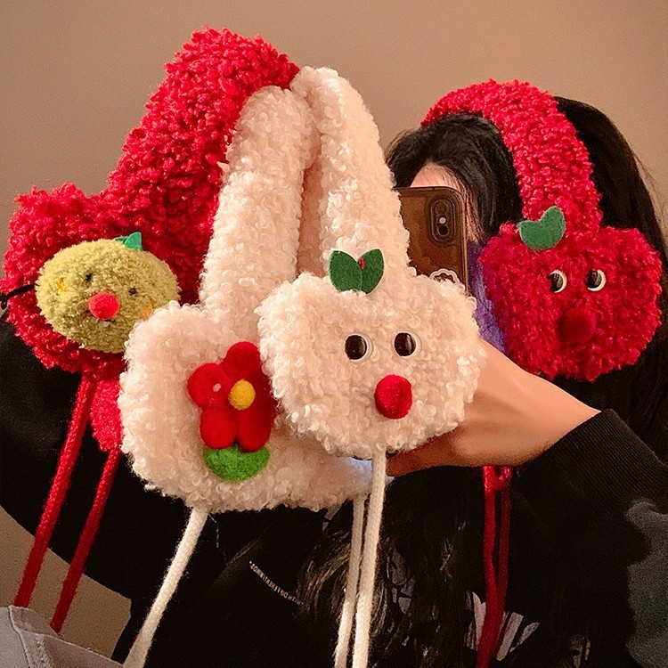 Βελούδινα προστατευτικά για τα αυτιά με σχέδιο καρτούν, κορεατικό street style, διατηρούν τη ζέστη σε εξωτερικούς χώρους τον χειμώνα (unisex ενήλικες)