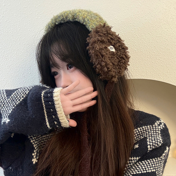 Γυναικείες προστασίες για τα αυτιά από γούνα με Lace-Up, στυλ Fair Isle, ζεστές και ανθεκτικές στον άνεμο για φθινοπωρινό/χειμωνιάτικο