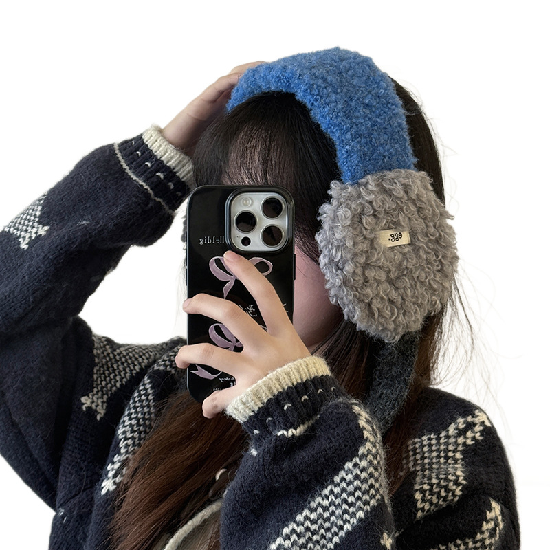 Γυναικείες προστασίες για τα αυτιά από γούνα με Lace-Up, στυλ Fair Isle, ζεστές και ανθεκτικές στον άνεμο για φθινοπωρινό/χειμωνιάτικο