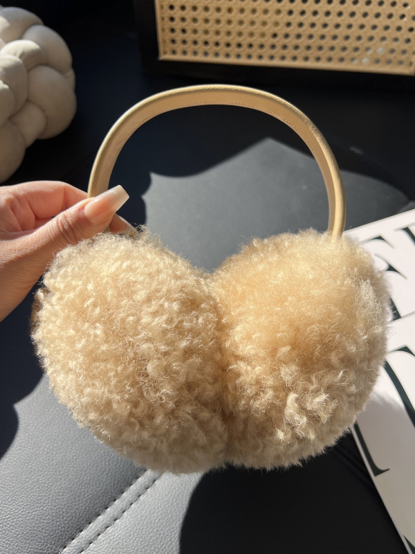 Protecții pentru urechi din lână pentru femei, drăguțe, monocrom, pliabile și anti-vânt