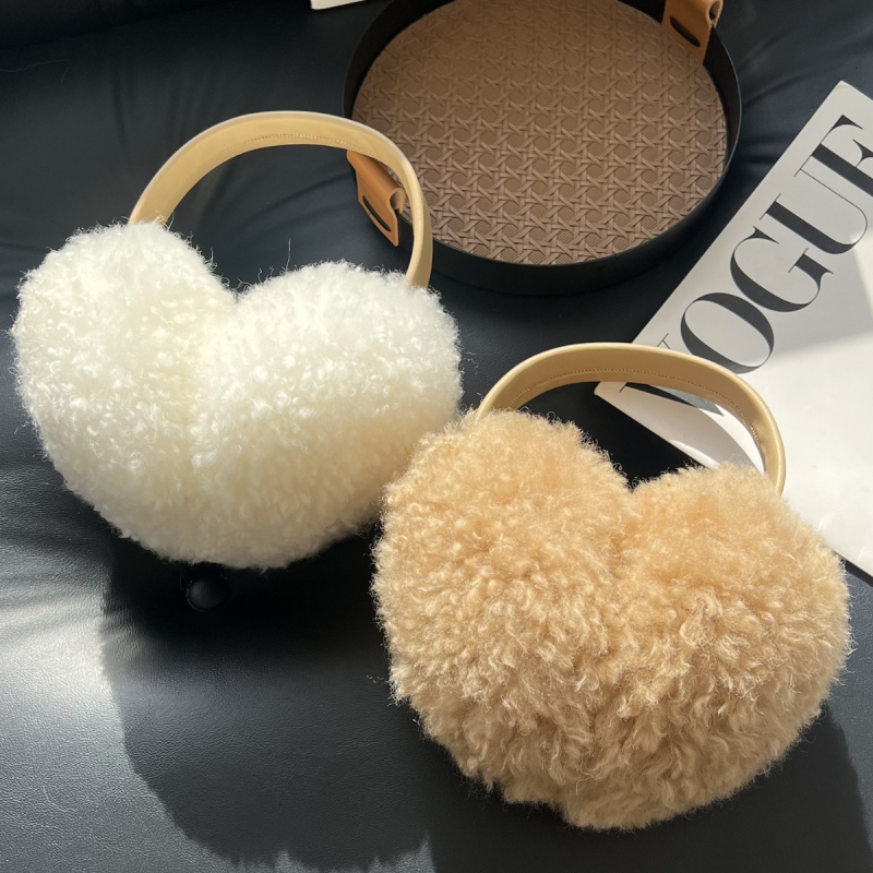 Protecții pentru urechi din lână pentru femei, drăguțe, monocrom, pliabile și anti-vânt